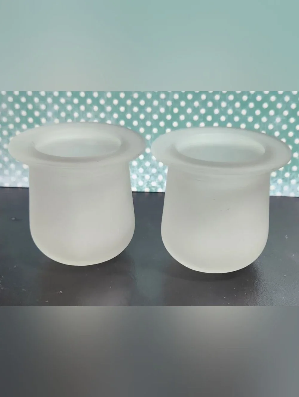 Vintage 1990s PartyLite Gemini Votive Frosted Glass Candle Holders